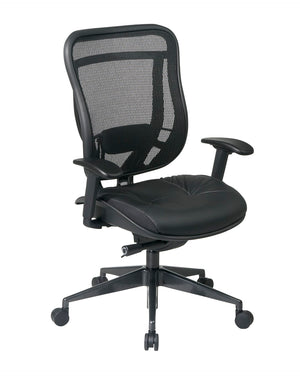 OSP Home Furnishings Executive Ergonomic Office Chair with Mesh Back Lumbar Support and Leather Seat Cushion 818-41G9C18P