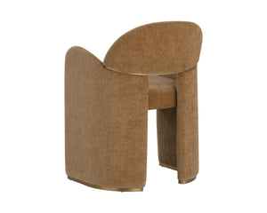 Sunpan SNOWDEN Dining Armchair - Bold Art-Deco Design in Textured Opera Butterscotch with Gold Accents 112557