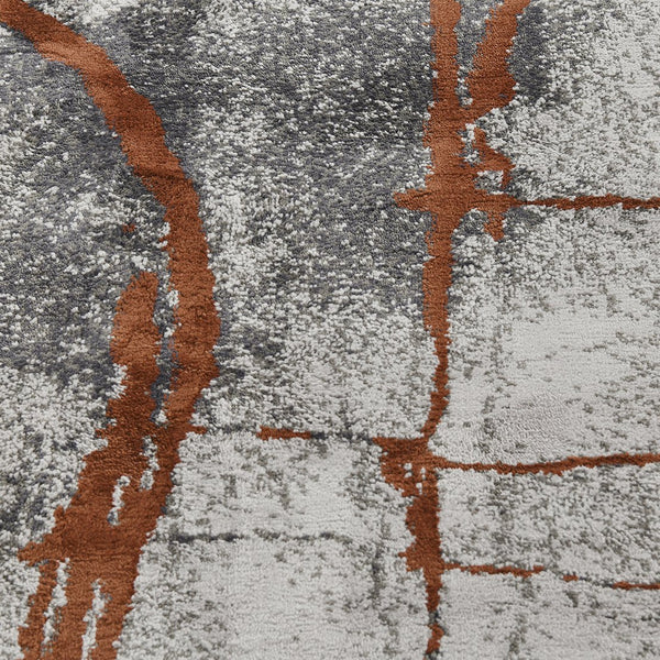English Elm Jennifer Taylor Home - Quarry 5x6.5' Abstract Area Rug — Waterproof Polypropylene, Fade-Proof Medium Pile, Gray Cream Rust Elegance B2719P245965