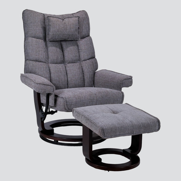 English Elm 8-point Massage Recliner with Heat Ottoman Chenille Swivel Lounge Chair W1622S00002