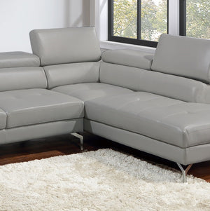 English Elm Light Gray Contemporary 2pc Sectional Sofa Set with Right Chaise, Adjustable Headrests & Armrest B011S01202
