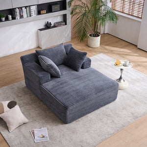 English Elm Oversized Corduroy Chaise Longue Sofa Bed — Modern Deep-Seat Sleeper with Armrests & Pillows for Compact Spaces Grey W1752P264710