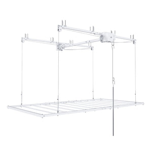 English Elm Overhead Garage Storage Rack with Crank Lift 270lb Steel Platform for High Ceilings W2700P346224