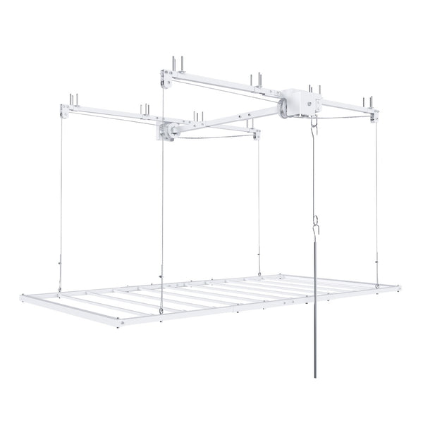English Elm Overhead Garage Storage Rack with Crank Lift 270lb Steel Platform for High Ceilings W2700P346224