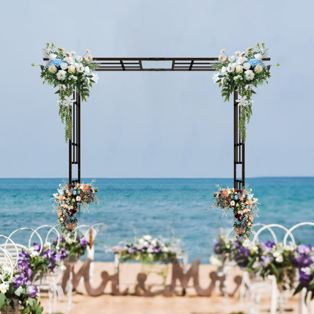 English Elm Metal Garden Arch Adjustable Width Powder Coated Steel Trellis for Climbing Plants W1586P268885