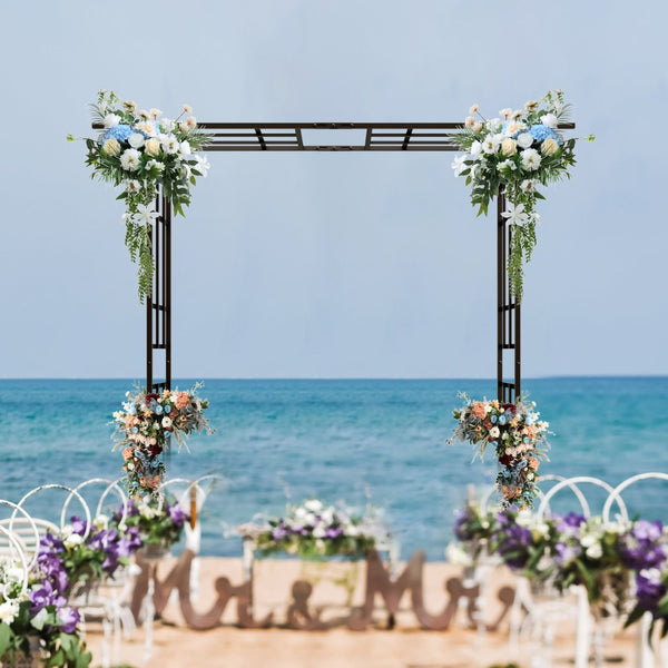 English Elm Metal Garden Arch Adjustable Width Powder Coated Steel Trellis for Climbing Plants W1586P268885