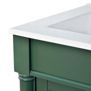 English Elm 24'' Modern Bathroom Vanity with Ceramic Basin, Solid Wood Frame, Soft-Close Doors, Ample Storage Green N710P190503F