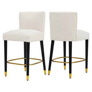 English Elm Christopher Knight Home® - 27inch-counterstool, modern rubberwood frame with light fabric upholstery, gold circular footrest accent Beige N780P224409B