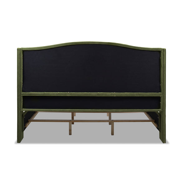 English Elm Jennifer Taylor Home - Marcella Upholstered Shelter Headboard Bed Set - King Size, Olive Green Velvet For Modern Luxury B2719P238229