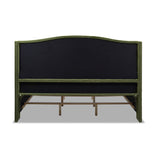 English Elm Marcella Upholstered Shelter Headboard Bed Set, King, Olive Green Performance Velvet