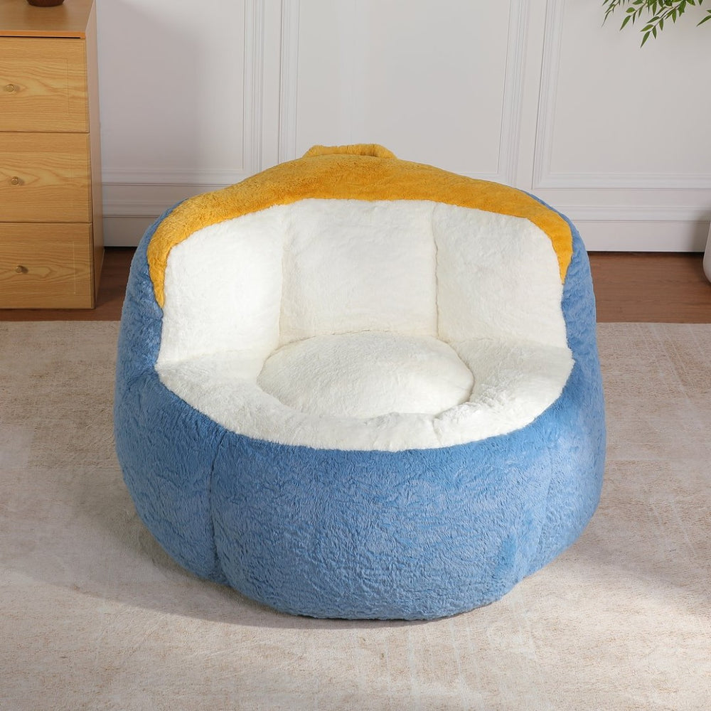 English Elm Oversized Multicolor Faux Fur Bean Bag Sofa – Cozy Lounger With Shredded Foam, No Assembly Needed! W3723P375714-GIGA