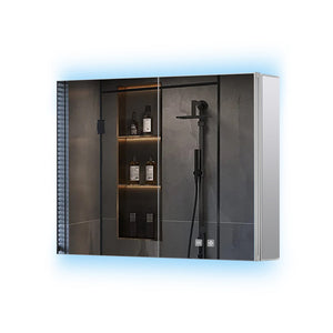 English Elm Corsica Double Door Led Medicine Cabinet with Defogger and Aluminum Frame for Bathrooms B2731P477801