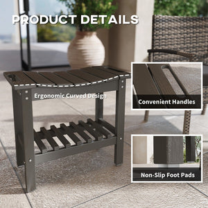 English Elm Outsunny Hdpe Shower Bench with Handles Wood Grain Stool Storage Shelf Bath Patio W2225P485639