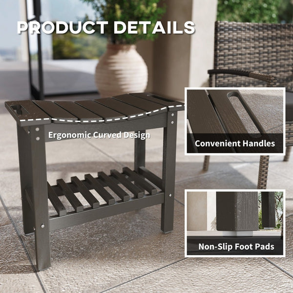 English Elm Outsunny Hdpe Shower Bench with Handles Wood Grain Stool Storage Shelf Bath Patio W2225P485639