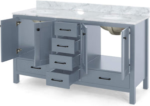 English Elm Christopher Knight Home® - 73'' Luxury Bathroom Vanity with Marble Top & Dual Ceramic Sinks, Freestanding 4-Door 3-Drawer Cabinet Grey N759S999017E