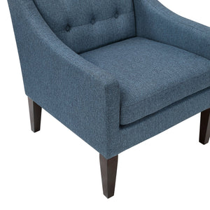 English Elm Contemporary Button-Tufted Accent Chair with Plush Fabric, Curved Arms and Solid Wood Legs for Living Blue 26.5 L x 28.5 W x 22.5 H B011P281834