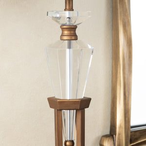 Crestview Collection 36"H Crystal & Metal Table Lamp – Elegant Gold Finish, Textured Grey Shade, 3-way Lighting & Chic Accent   Cvazbs132