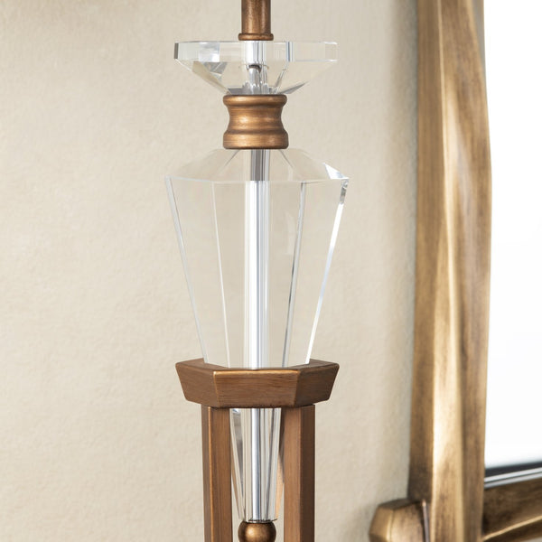 Crestview Collection 36"H Crystal & Metal Table Lamp – Elegant Gold Finish, Textured Grey Shade, 3-way Lighting & Chic Accent   Cvazbs132