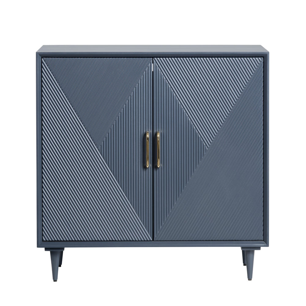 Crestview Collection Two-door Cabinet - Modern Blue Elegance With Geometric Design, Brass Handles & Easy Assembly Storage Blue Solid Wood Cvfvr8320