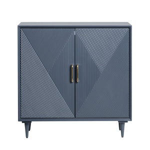 Crestview Collection Two-door Cabinet - Modern Blue Elegance With Geometric Design, Brass Handles & Easy Assembly Storage Blue Solid Wood Cvfvr8320