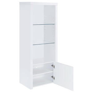 English Elm Lance Glossy White Three Piece Entertainment Center with Glass Shelves for Living Room B062S01736