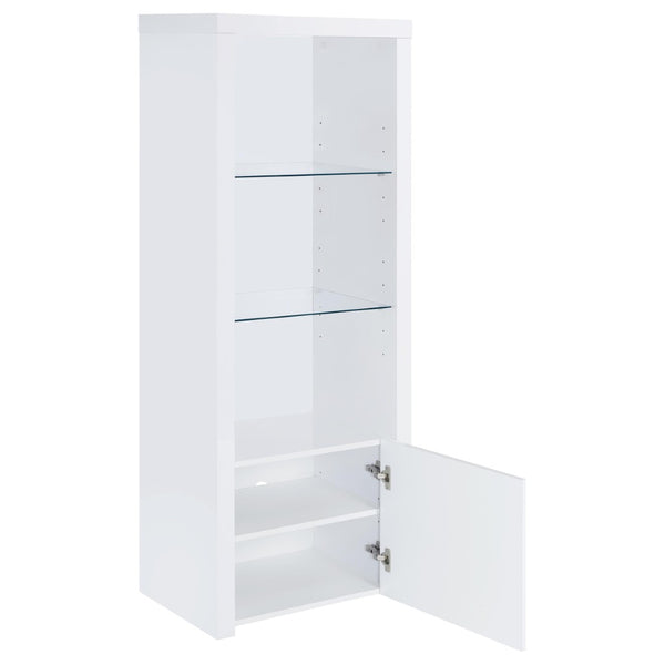 English Elm Lance Glossy White Three Piece Entertainment Center with Glass Shelves for Living Room B062S01736