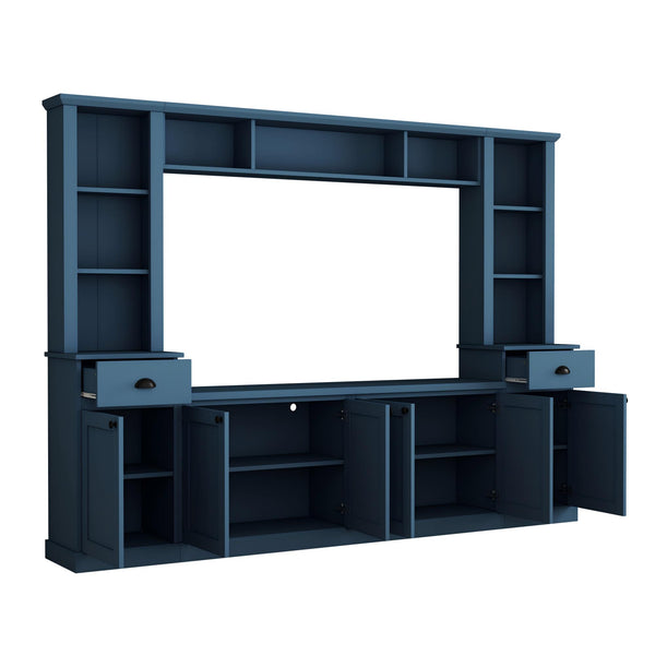 English Elm Minimalist Modular Wall Unit Four Piece Entertainment System Fits Tvs up to 75 Inches SD000031AAC