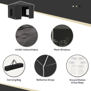 English Elm Outsunny 9.7' X 9.7' Portable Pop-Up Canopy Tent With Sidewalls, Mesh Windows & Carry Bag For Events W2225P200767-GIGA