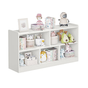 English Elm Wooden Five Cube Open Organizer Low Profile Montessori Bookshelf for Playroom or Nursery White T3210P476850