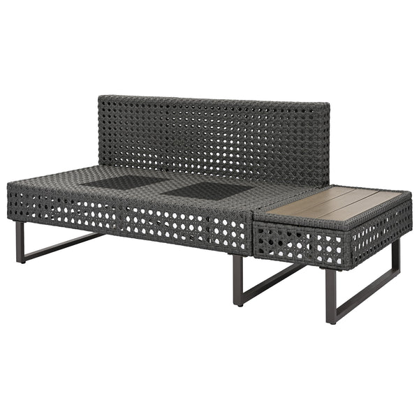 English Elm K&K 6-Pers Diamond Weave Patio Sectional Set with Thick Cushions, Extendable Ice Coffee Table, UV-Resistant Wicker Grey+Brown+Yellow N707S000013G