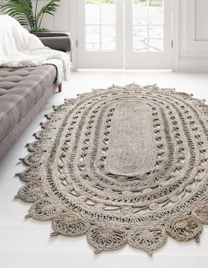 Unique Loom Braided Jute Punita Hand Braided Novelty Rug Gray,  5' 1" x 8' 0"