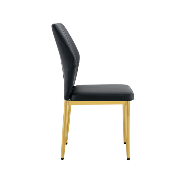 English Elm Table and Chair Set Marble Glass Top Gold Legs Modern 5 Piece Dining for Small Spaces Black,White+Gold W1151S04652
