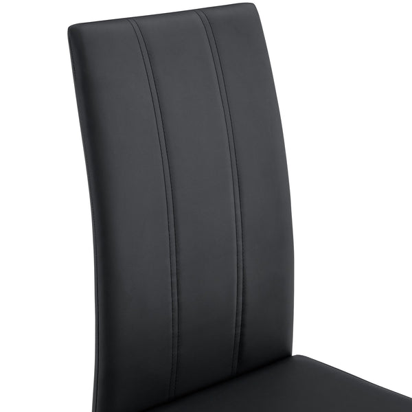 English Elm 4-pack Pu High-back Dining Chairs with Powder-coated Metal Legs for Modern Kitchens Black W3875P372885