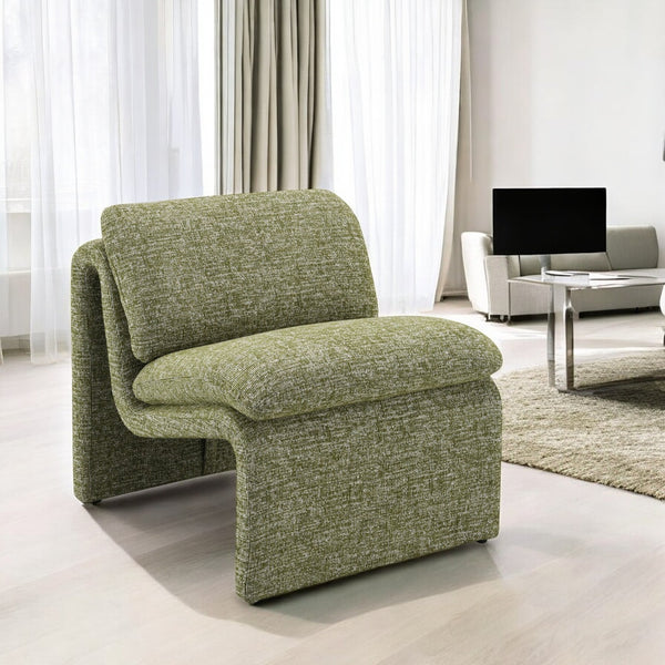 English Elm Innovative Jaeda Boucle Accent Chair with Curved Silhouette, Full Foam Comfort and Sturdy Frame Green 30.7 L x 28.7 W x 26.4 H B2726P241773