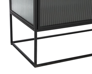 Sunpan Parsons Sideboard: Timeless Mid-Century Modern Design with Fluted Glass Doors and Matte Black Frame Small - 35.5W x 15D x 30H