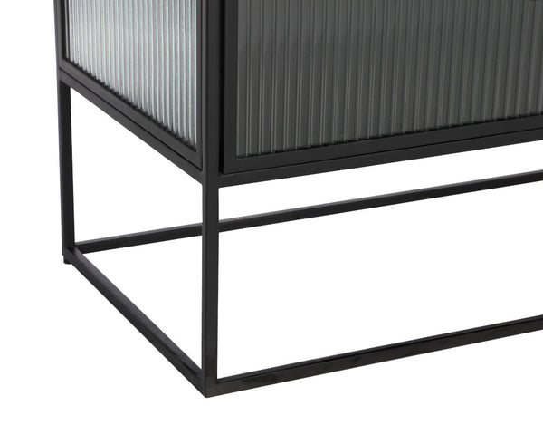 Sunpan Parsons Sideboard: Timeless Mid-Century Modern Design with Fluted Glass Doors and Matte Black Frame Small - 35.5W x 15D x 30H