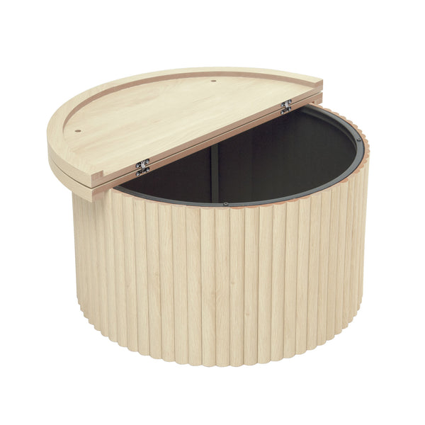 English Elm Coffee Table - Modern Round Accent Table With Flip-Top Design For Small Spaces & Living Rooms W688P248119