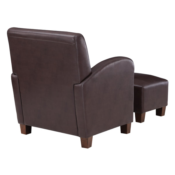 OSP Home Furnishings Aiden Chair & Ottoman Faux Leather Cocoa