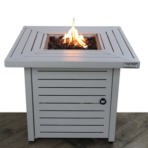 English Elm 25" Steel Propane Fire Pit Table — 25" H x 30" W Modern Outdoor Gas Firepit with Adjustable Flame Control and Durable Steel Construction B120P198375