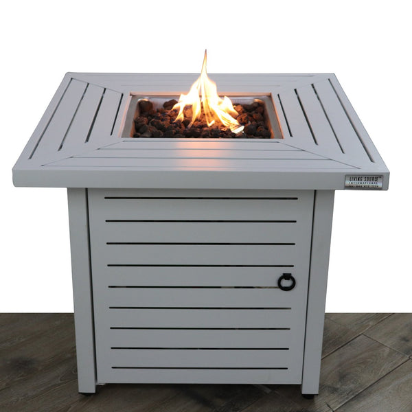English Elm 25" Steel Propane Fire Pit Table — 25" H x 30" W Modern Outdoor Gas Firepit with Adjustable Flame Control and Durable Steel Construction B120P198375