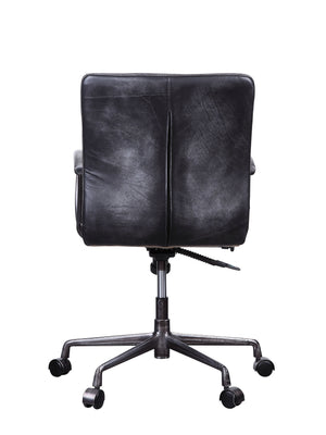 English Elm Barack Vintage Black Top Grain Leather Office Chair — Executive 360° Swivel, Adjustable 16"-19" Seat B2726P386520