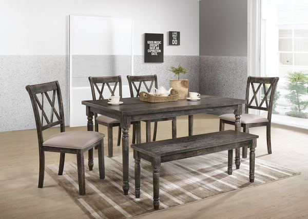 English Elm Claudia 7-PC Weathered Gray Dining Set with Rectangular Wood Top Table & 6 Armless Chairs, 220lb Capacity B2726S00250
