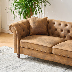 English Elm 63"chesterfield Leathaire Tech Fabric Loveseat Tufted Two Seat Sofa for Modern Living W3373S00058