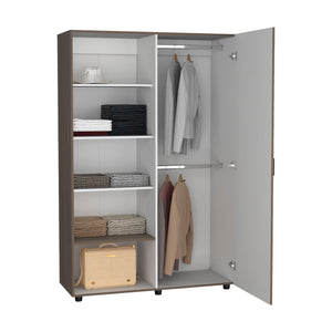 English Elm Eco 72" High 6-Tier Shelf Cabinet Armoire with Two Hanging Rods, Five Shelves, Mobile Storage Unit Multi 79.37 L x 22.83 W x 4.33 H B070S00350