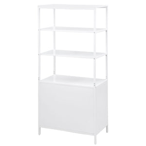 English Elm Kenneth Tall Metal and Pe Rattan Accent Cabinet with Open Shelves for Living Spaces B062P440091