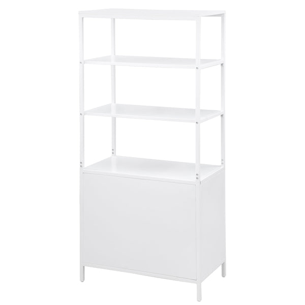 English Elm Kenneth Tall Metal and Pe Rattan Accent Cabinet with Open Shelves for Living Spaces B062P440091