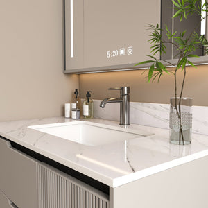 English Elm 37 Inch Marble Vanity Top - Elegant Bianco Carrara With Undermount Sink & 4" Backsplash For Style W2700P194074