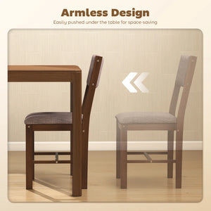 English Elm Comfortable Rubberwood Dining Chairs with Linen Fabric Cushioned Seats Set of 4 Brown,Light Brown T3971P459263