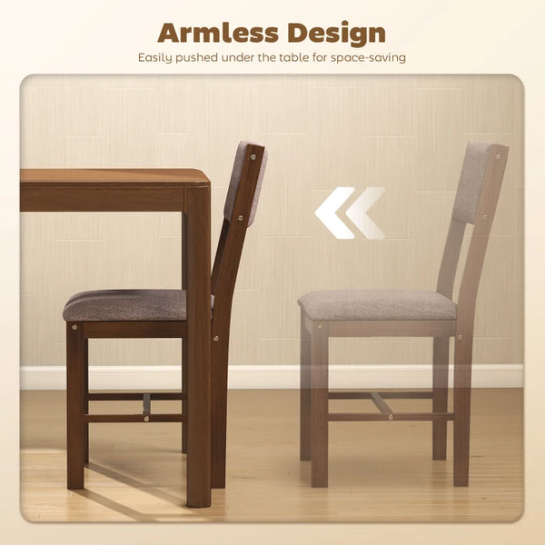 English Elm Comfortable Rubberwood Dining Chairs with Linen Fabric Cushioned Seats Set of 4 Brown,Light Brown T3971P459263