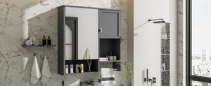 English Elm 29'' Wall Mounted Bathroom Cabinet with Mirror Towel Bar and Adjustable Shelving N710P209440E